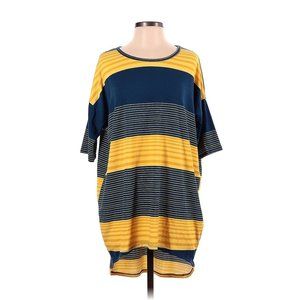 LuLaRoe Irma Yellow & Blue High/Low Blouse Top Small Oversize